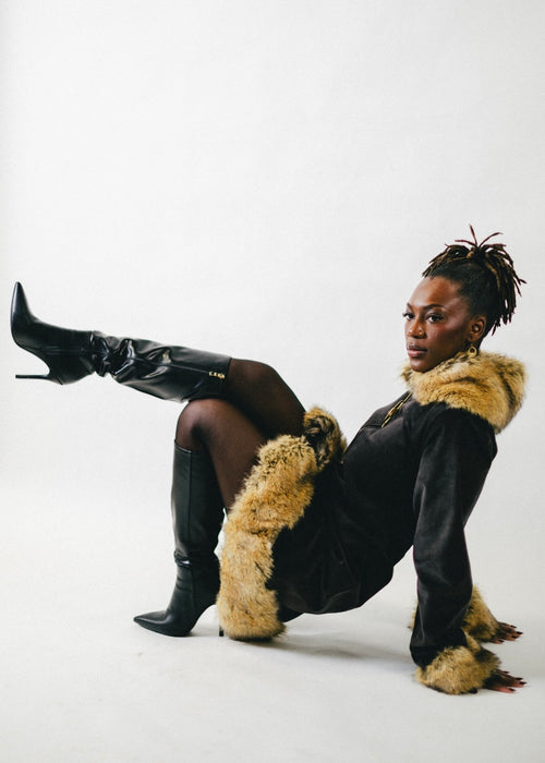 Empress Fur-Trimmed Ribbed Jacket